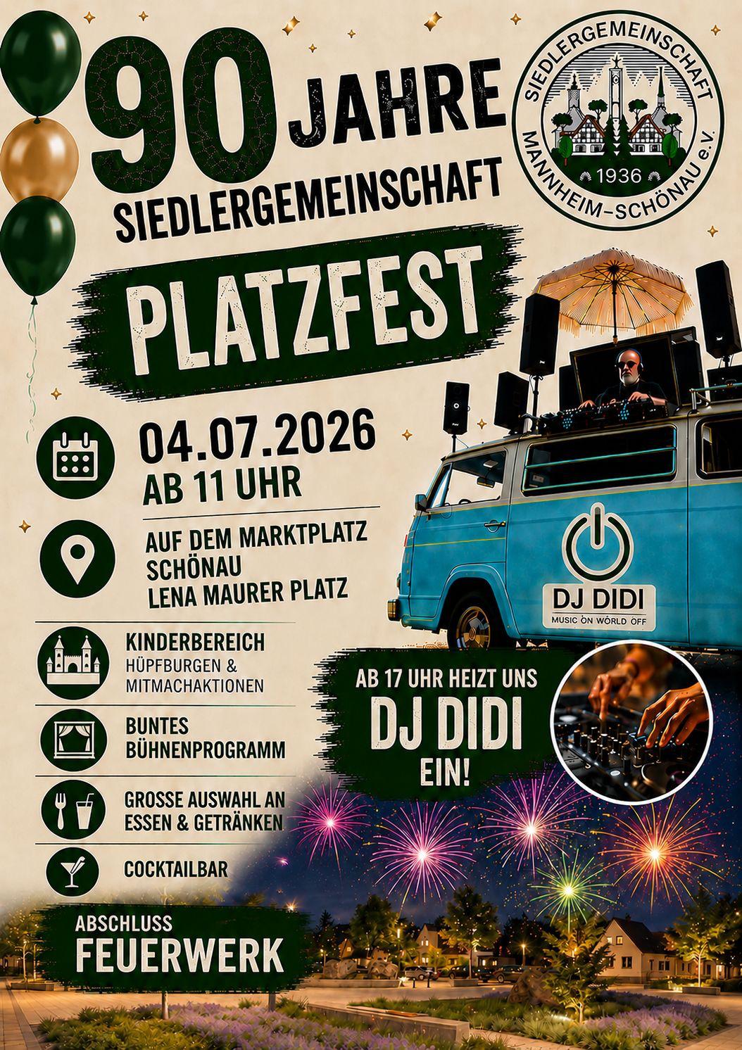 Plakat / Veranstaltungshinweis 90 Jahre Siedlerfest Plakat / Veranstaltungshinweis 90 Jahre Siedlerfest