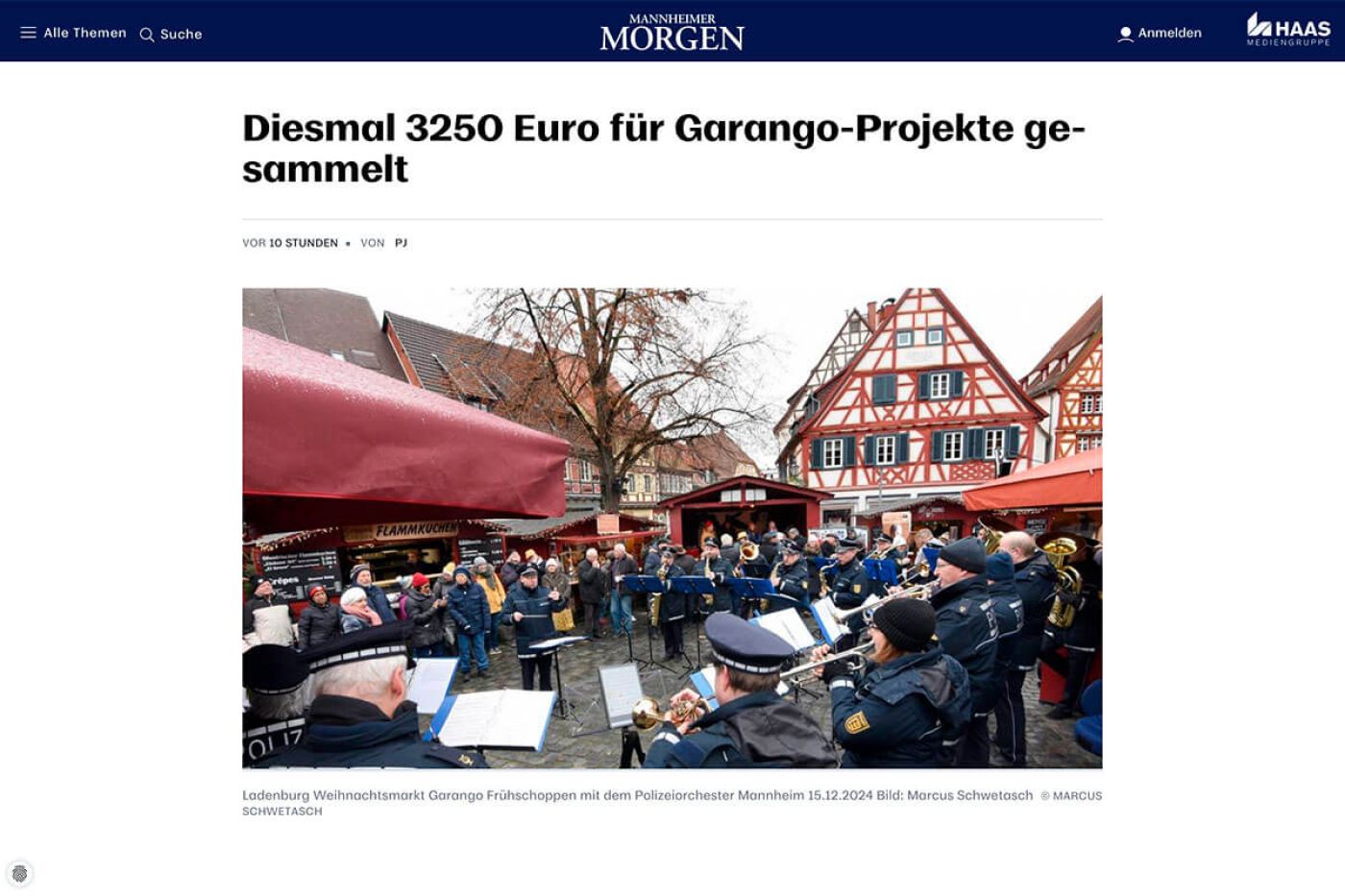 Ladenburg Weihnachtsmarkt Garango Frühschoppen mit dem Polizeiorchester Mannheim 15.12.2024 Bild: Marcus Schwetasch