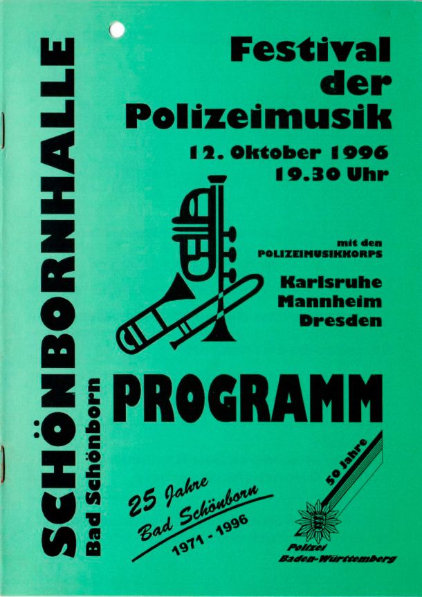 Programmtitel "Festival der Polizeimusik" in Bad Schönborn 1996