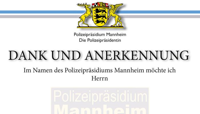 Dank und Anerkennung von Polizeipräsidentin Frau Ulrike Schäfer